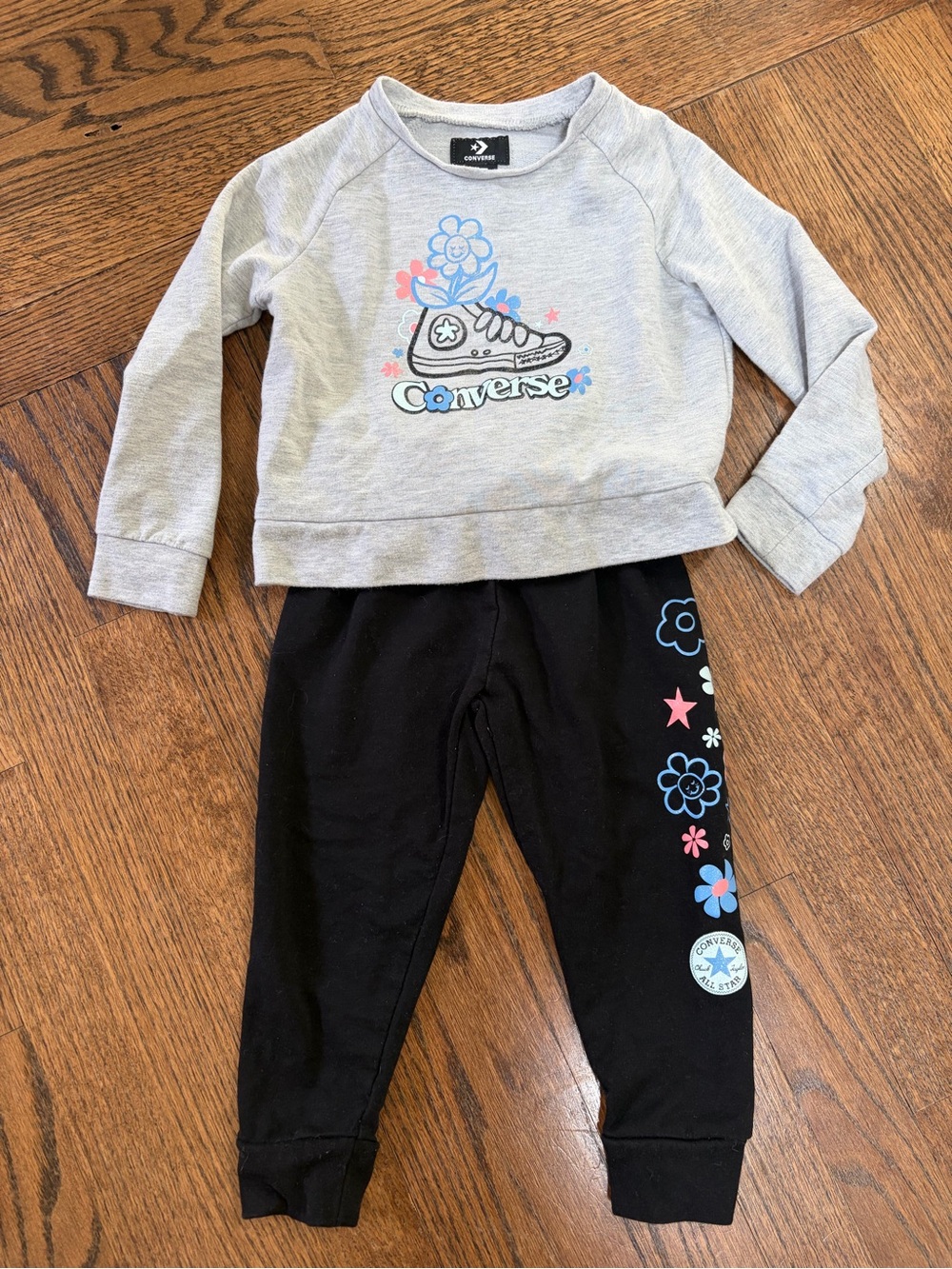 Converse Girls' Black Floral Logo Jogger Pants & Top